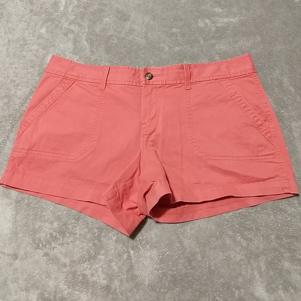 Coral twill shorts